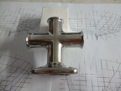 Bollard, cross bollard . polished stainless  steel . heavy duty 90mm