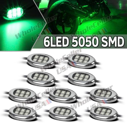 Green 10pod motorcycle 60led neon accent light kit push button switch hot sale