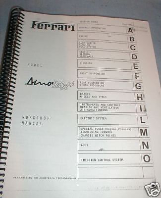 Ferrari  308 service manual gt4 gts gtb carburated  shop