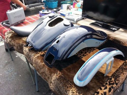 Tank, fender rear &amp; front, seat, misc parts, harley davidson