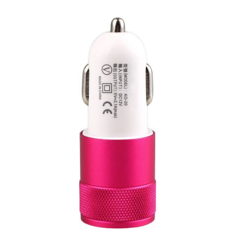 Dual usb universal car cigarette lighter socket charger metal adapter red
