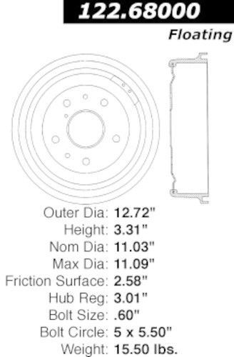 Centric parts 122.68000 rear brake drum