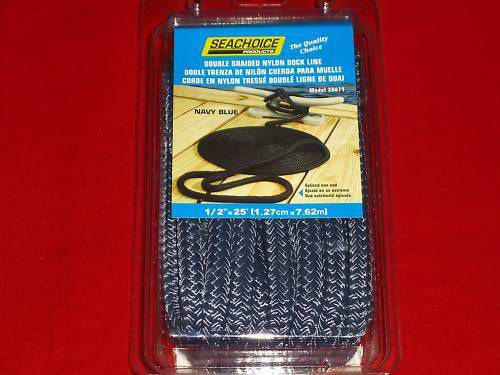 Dock line double braided 1/2" x 25' navy blue seachoice 39871