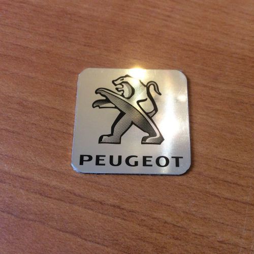 Peugeot glossy aluminum sticker size 1&#034;x1&#034;(25.4x25.4 mm) thickness 0.02&#034;