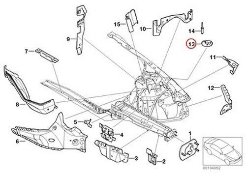 Bmw genuine front body bracket left supporting bearing reinforcement e46