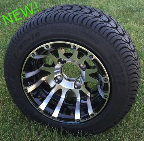 10" venom golf cart wheels and 205/50-10 dot golf cart tires combo - set of 4