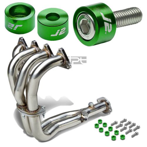 J2 for 92-93 da/db b18 exhaust manifold 4-2-1 header+green washer cup bolts