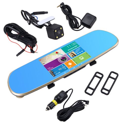 5" android 4.0 car rear view mirror navi gps + 1080p dvr + wifi + backup camera