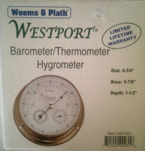 New rare weems &amp; plath westport barometer thermometer hygrometer 461400 goldtone