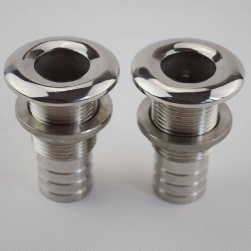 2pcs especial boat thru hull fitting 1" hose barb polished 316 stainless steel