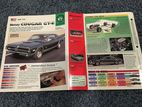 ★★ 1968 mercury cougar gt-e v8 - collector brochure - spec sheet poster photo ★★