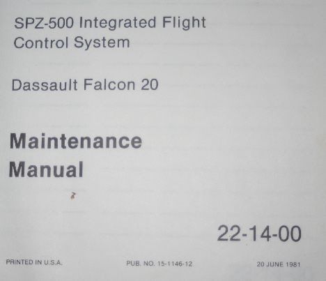 Honeywell/sperry spz-500 flight control system dassault falcon 20 maint. manual