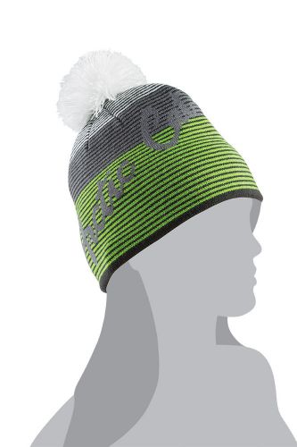 Arctic cat women&#039;s stripe beanie / hat with pom - lime green 5263-038