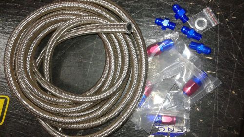 Automatic transmission cooler line kit -6an steel braided hose 700r4 red