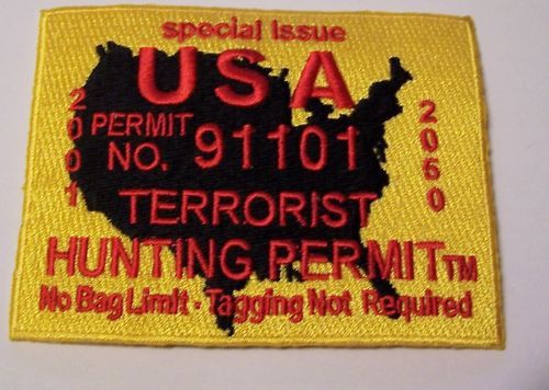 #0639 motorcycle vest patch terrorist hunting permit