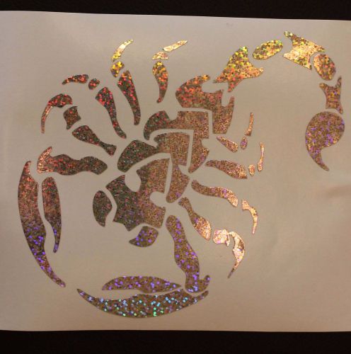 Tribal scorpion silver glitter flake vinyl decal sticker