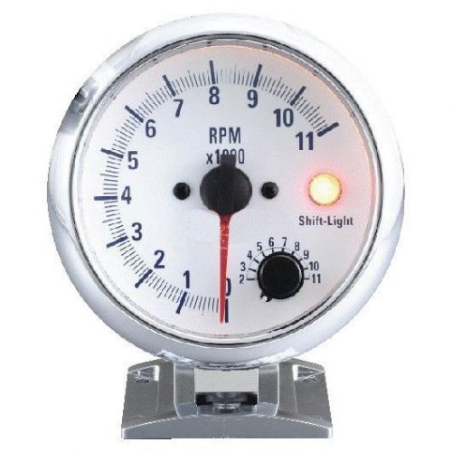 95mm white face tachometer 0-11000 rpm with shift-light (single-axis movement)