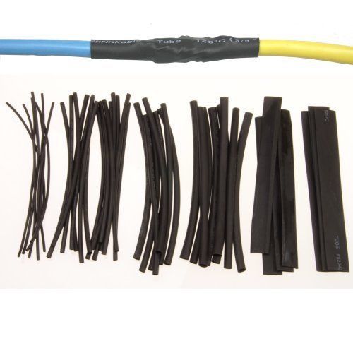 48 heat shrink tubing wrap sleeves black wire tube kit