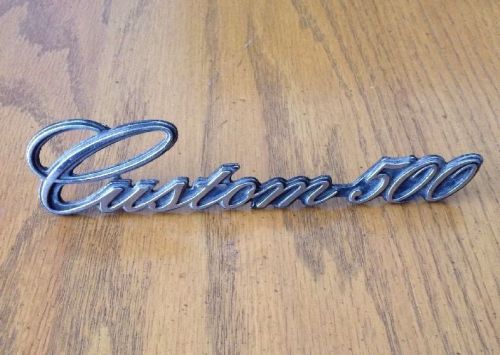 Nos " custom 500 "  emblem  badge script trim    metal  dab-5350400-aa ford
