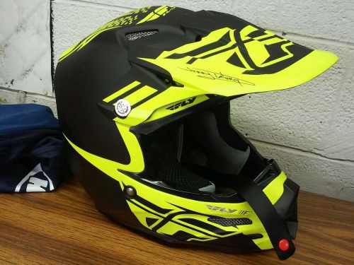 Fly-racing f2 carbon dubstep motocross adult helmet matte black/hi-vis yellow, l