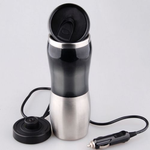 Portable car 12v stainless steel kettle cup warm hot water 100° heater mug black