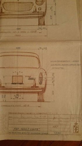 Pininfarina 1962 fiat 1600s coupe old blue print copy - scala 1-10