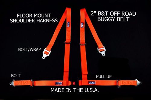 Rjs racing 2&#034; wrap buggy off road seat belt 4 point roll bar orange sand rail