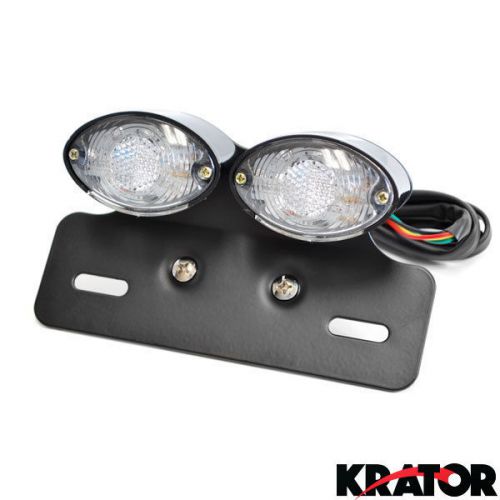 MOTORCYCLE Black CAT EYE LED BRAKE TAILLIGHTS with REAR INTEGRATED TURN SIGNALS, image 1