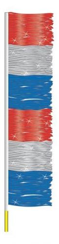 Ground pennants 6' fiberglass pole - red, silver &amp; blue 11" wide metallic fringe