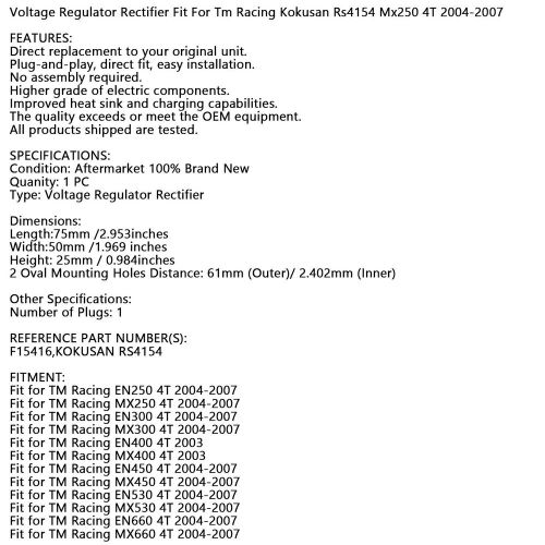 Voltage Regulator Fit For Tm Racing En300 4T 2004-2007 En660 4T 2004-2007, US $55.61, image 6