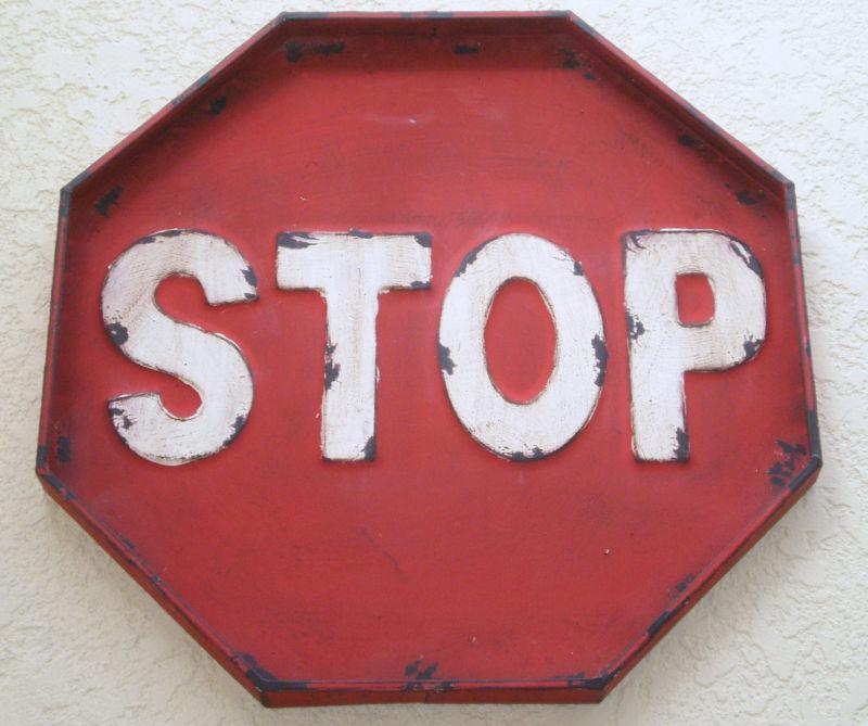 New large retro "stop" tin metal traffic sign shop garage movie system man cave 