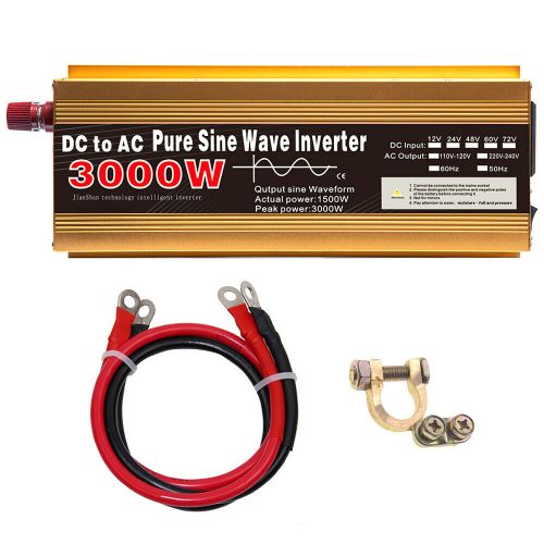 3000W Car Power Inverter DC 12V To AC 220V Pure Sine Wave Solar Converter LCD, US $112.79, image 4