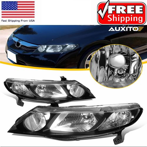 Headlights For 2006-11 Honda Civic 4 Door Black Sedan Factory Style Pair LH+RH, US $95.19, image 7