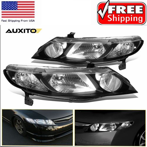 Headlights For 2006-11 Honda Civic 4 Door Black Sedan Factory Style Pair LH+RH, US $95.19, image 8
