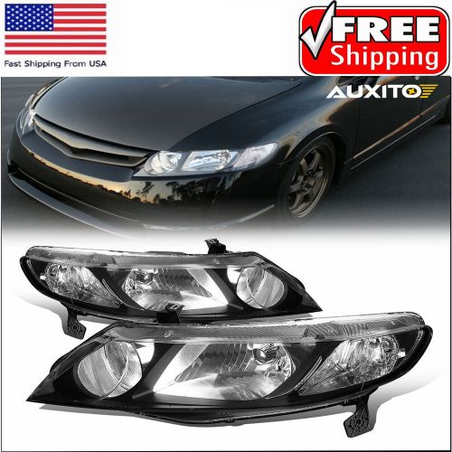 Headlights For 2006-11 Honda Civic 4 Door Black Sedan Factory Style Pair LH+RH, US $95.19, image 10