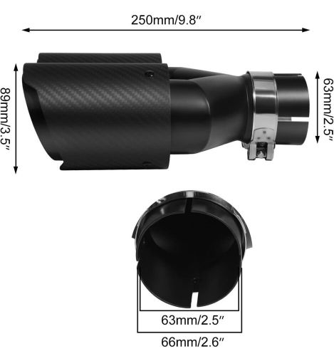 2.5 "Inlet 63MM Double Exhaust Tip Carbon Car Pipe Rear Tip Rear Tip 3.5" Outlet, C $80.00, image 3