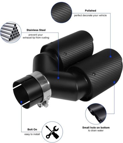2.5 "Inlet 63MM Double Exhaust Tip Carbon Car Pipe Rear Tip Rear Tip 3.5" Outlet, C $80.00, image 5