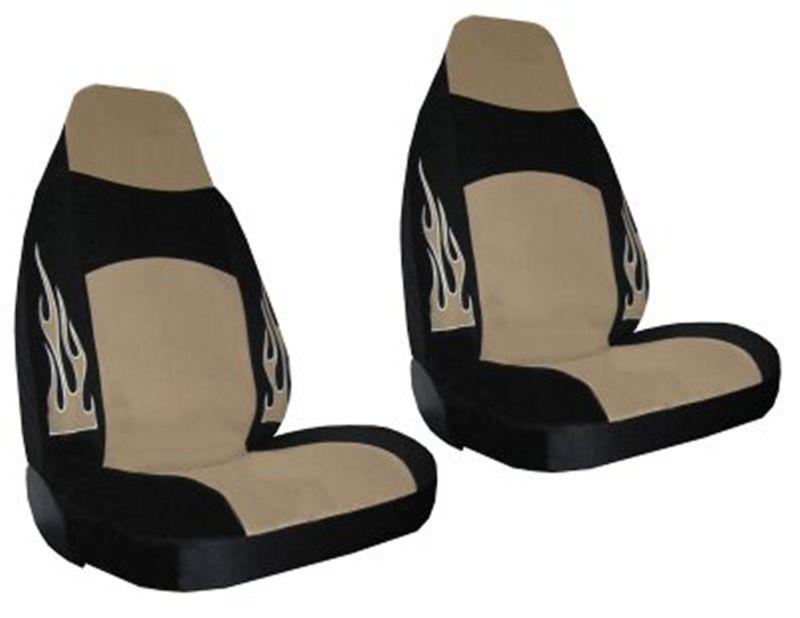 Synthetic Leather Tan Black Flame High Back Car Seat Covers 7pc Pkg #1, US $48.93, image 2