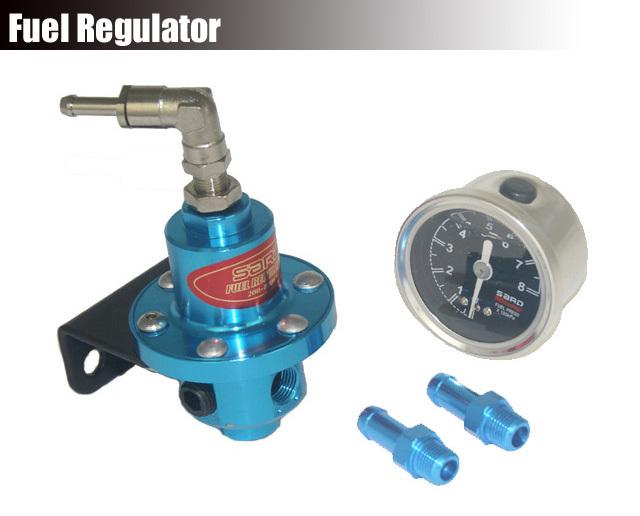 Sard adjustable turbo fuel pressure regulator oil gauge meter blue wrx evo r32