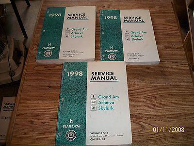 1998 pontiac grand am\olds achieva\buick skylark factory issue repair manual set