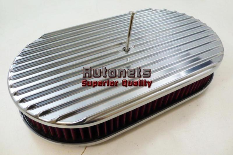 15"x2" nostalgic full fin polished aluminum air cleaner washable filter breather