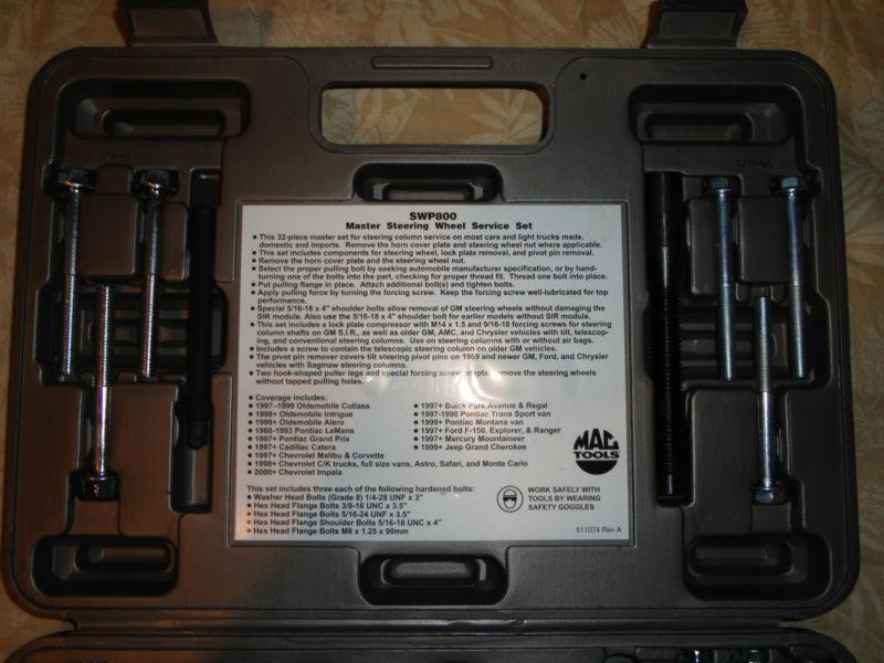 Purchase Mac Tools Master Steering Wheel Puller Service Set MINT! in