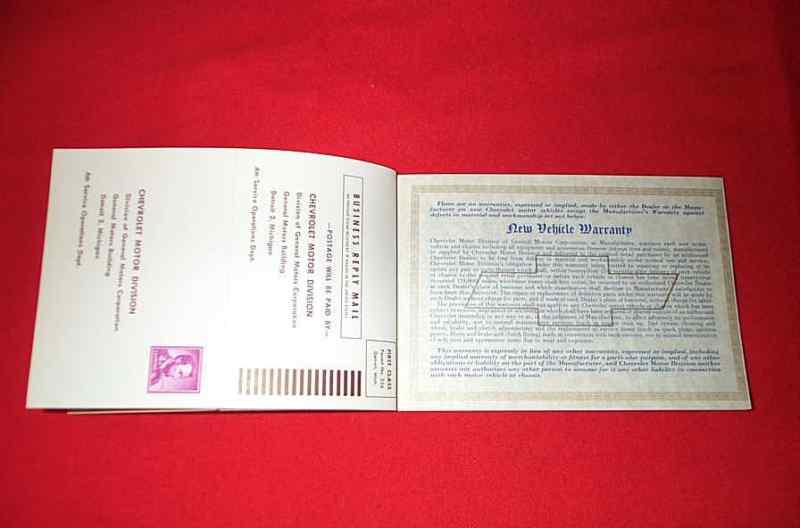 1963 CHEVROLET & CORVETTE OWNERS PROTECTION PLAN BOOK & POSTAL STAMP, US $125.00, image 2