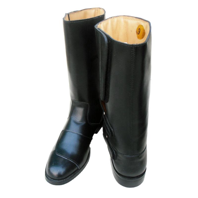 Ph 12"  mid calf highway motorcycle police men leather fashion boots brown 10.5