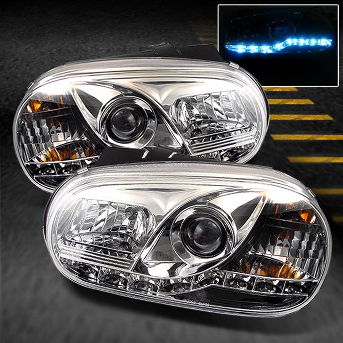 Purchase 9905 VW GOLF MK4 GTI CHROME PROJECTOR R8 STYLE DRL LED STRIP