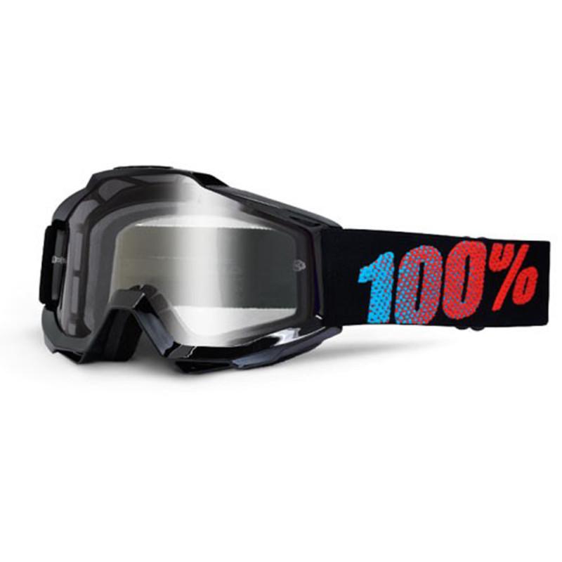 100% accuri junior motocross youth goggles,black jr.(black/blue/red), clear lens