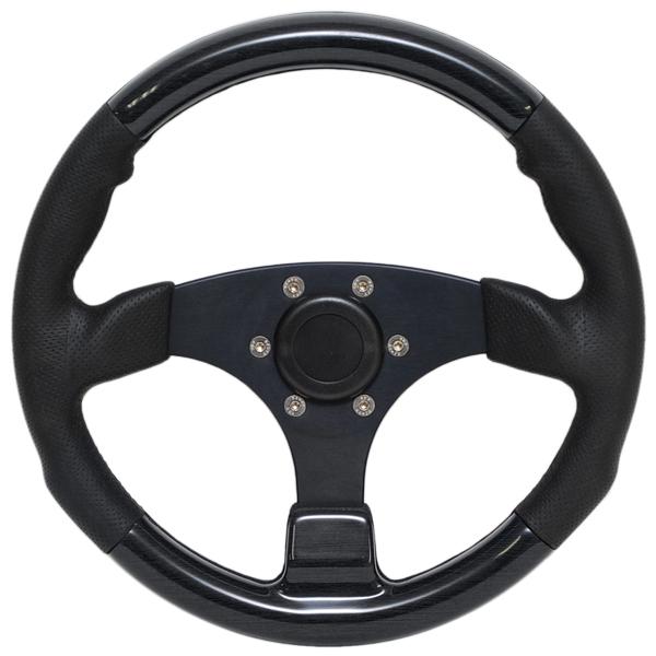 Malibu ms5053421mb1 black ebony 13 1/4 inch boat steering wheel w/ center cap