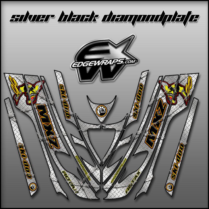 Ski doo zx sk 99, 00, 01,02,03 mxz 600 800 custom graphics - silver blk diamondp