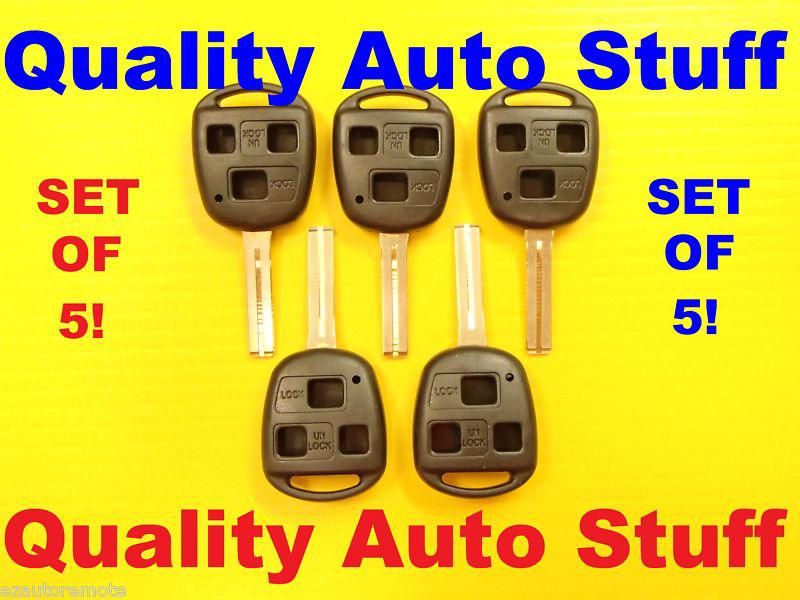 New bulk set of 5 lexus remote head key replacement shell case short blade uncut