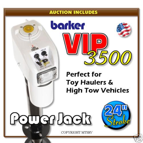 Barker 24" stroke white vip 3500 trailer power electric tongue jack usa in made 